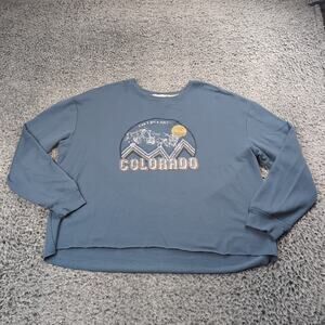 Colorado USA Sweater Women Large Blue Destination Crew Neck Graphic Pullover